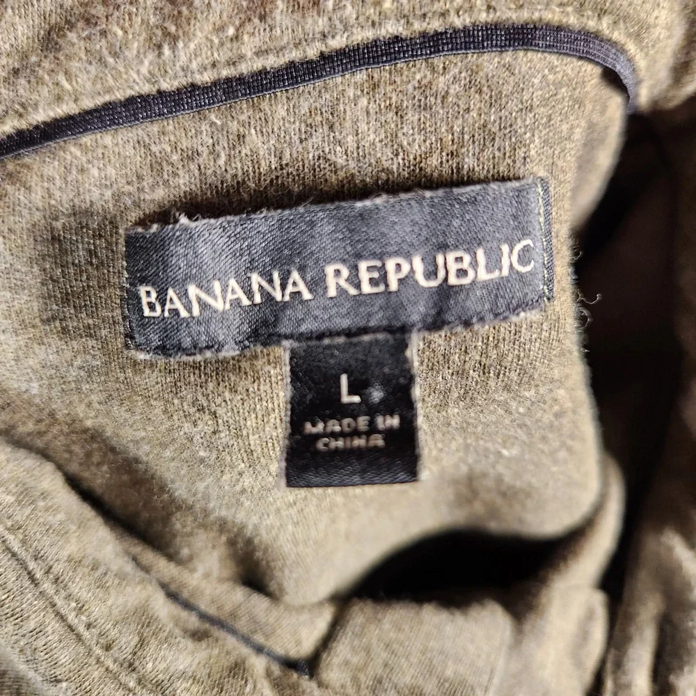Banana Republic Polo Shirt Mens Large Heathered‎ Olive Green Short Sleeve